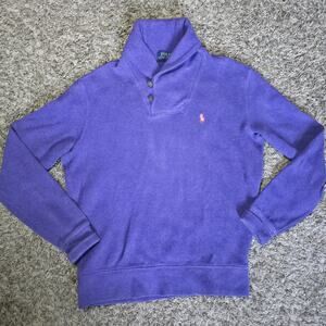 Polo Ralph Lauren Men's Pullover Sweater Purple Size Small Estate Rib Shawl Neck